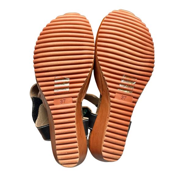 L’Artiste | Women | Glovely Art-To-Wear Boho Leather Wedge Sandals | Sz 6.5-7 - Picture 6 of 16